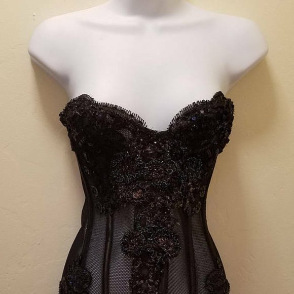 Custom Order Black Mesh Corset Lace Mini Dress - Picture 1 of 5